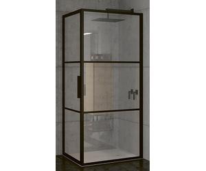 Riho Grid cabine de douche 90x80 cm rectangulaire noir mat/verre à motif G004008121