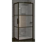 Riho Grid cabine de douche 90x80 cm rectangulaire noir mat/verre à motif G004010121