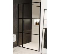 Riho Grid porte de douche 110 cm à ouverture basculante noir mat/verre à motif G004004121