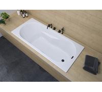 RIHO Lazy Baignoires rectangulaires, à encastrer, 1 place, bord étroit, blanc brillant, B078001005, Exécution: 170x75x47cm, trop-plein au centre