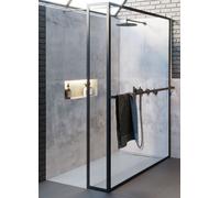 Riho Lucid cabine de douche walk-in 120x30 cm noir mat/verre transparent G005035121