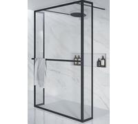 Riho Lucid cabine de douche walk-in 90x30 cm noir mat/verre transparent G005037121