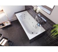 RIHO Miami Baignoires rectangulaires, version gauche, avec système flow, à encastrer, 1 place, blanc brillant, B058006005, Exécution: 150x70x43cm, volume utile : 80 litres