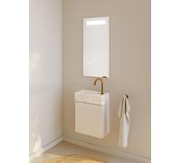RIHO Spring Marble Tiny Wash-Set, lavabo avec meuble sous lavabo, 1 porte, 1 trou pour robinetterie à gauche, 40x20x42cm, marbre blanc, F001572Z01, Couleur: Laque mate en soie blanche