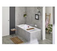 RIHO Still Square Baignoires rectangulaires, à encastrer, avec garniture de vidage et de trop-plein, 2 places, blanc, B100004005, Exécution: 170x75x50cm, Oreiller+lumière gauche