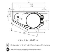 RIHO Yukon Easypool 3.1 Baignoires d'angle, avec commande tactile, à encastrer, 160x90x48cm, 1 place, blanc, B009006005, Exécution: Version gauche