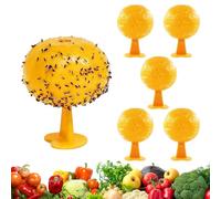 Riisoyu Lot de 6 Piège à Mouche des Fruits, Boule Collante Anti Mouche Pièges À Insectes/Extérieur Attrape Mouche Interieur Jaunes Boules d'insectes collantes pour de Fruits, Fourmis moustiques