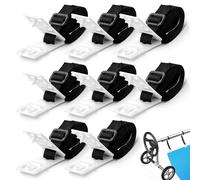 Riisoyu Sangles de Maintien et Pinces pour Enrouleur Bâches Piscine, 8 Accessoires Enrouleur de Couverture Solaire Fixation Bache Piscine Pince Sangle Bache, pour couvertures de bâches de Piscine