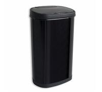 Rijoka Poubelle avec capteur double - 50 litres - 1×20 et 1×30 litres - Inox - Soft Close - Sans traces de doigts - Noir