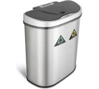 Rijoka Sensor Poubelle 70L - avec 2x 35L compartiments - inox - Tri sélectif - Soft Close - sans empreintes digitales - Design moderne