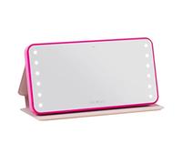 Riki Miroir de courtoisie de voyage puissant avec lumières et chargeur mobile haute vitesse 4000 mAh en un | Banque d'alimentation avec coque de protection | Miroir de maquillage avec luminosité et