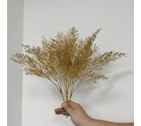 Rikyo 4 Bouquets de Plantes Artificielles Dorées, Arbrisseau Tropical de 35,6 cm Décoration de Fêtes de Noël, pour Intérieur et Extérieur, Fleurs, Couronnes de Fleurs, Arque de Mariage (Paille de Pin