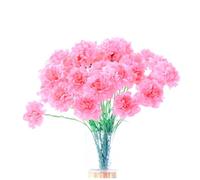 Rikyo Bouquet de 10 Bouquets d'œillets de Fleurs artificielles en Soie, tête de Fleur Unique de 50,8 cm et Feuille Verte pour Toile de Fond de Mariage, Arche, décoration Murale, Couronne (Rose)