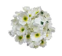 Rikyo Lot de 100 têtes de coquelicot anémone artificielles en soie - 7 cm - Pour décoration de mariage, chambre d'enfant, décoration d'arche, couronne, décoration de gâteau (blanc)
