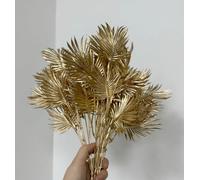 Rikyo Lot de 4 bouquets de plantes artificielles dorées, buisson tropical de 35,6 cm embellissant les compositions florales de fête, intérieur extérieur fête pour fleurs, couronnes de fleurs, toile de