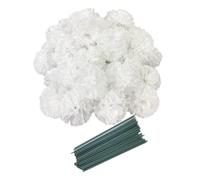 Rikyo Lot de 50 têtes de fleurs de carnation en soie artificielles avec tiges, remplissage de vase pour décoration de maison, mariage, anniversaire, gâteau, bracelet de corsage, têtes de pétales de 3