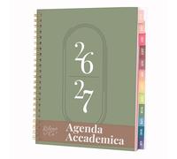 Rileys Agenda 2026 2027, Agenda Scolaire & Professionnel, Planificateur Journalier, Hebdo & Mensuel, Carnet, Reliure Double Spirale, Juil 2026-Juin 2027 (20 x 15 cm, Vert, en italien)