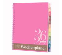 Rileys Agenda 2026 2027, Agenda Scolaire & Professionnel, Planificateur Journalier, Hebdo & Mensuel, Carnet, Reliure Double Spirale, Juil 2026-Juin 2027 (20 x 15 cm, Rose, Classique, en allemand)