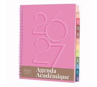 Rileys Agenda 2026 2027, Agenda Scolaire & Professionnel, Planificateur Journalier, Hebdo & Mensuel, Carnet, Reliure Double Spirale, Juil 2026-Juin 2027 (20 x 15 cm, Rose, Déco, en français)