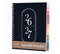 Rileys Agenda 2026 2027, Agenda Scolaire & Professionnel, Planificateur Journalier, Hebdo & Mensuel, Carnet, Reliure Double Spirale, Juil 2026-Juin 2027 (20 x 15 cm, Noir, en espagnol)