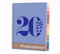 Rileys Agenda 2026 2027, Agenda Scolaire & Professionnel, Planificateur Journalier, Hebdo & Mensuel, Carnet, Reliure Double Spirale, Juil 2026-Juin 2027 (20 x 15 cm, Bleu, Typographique, en allemand)