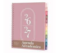 Rileys Agenda 2026 2027, Agenda Scolaire & Professionnel, Planificateur Journalier, Hebdo & Mensuel, Carnet, Reliure Double Spirale, Juil 2026-Juin 2027 (20 x 15 cm, Rose, en italien)