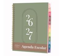Rileys Agenda 2026 2027, Agenda Scolaire & Professionnel, Planificateur Journalier, Hebdo & Mensuel, Carnet, Reliure Double Spirale, Juil 2026-Juin 2027 (20 x 15 cm, Vert, en espagnol)