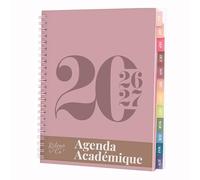 Rileys Agenda 2026 2027, Agenda Scolaire & Professionnel, Planificateur Journalier, Hebdo & Mensuel, Carnet, Reliure Double Spirale, Juil 2026-Juin 2027 (20 x 15 cm, Rose, Typographique. en français)