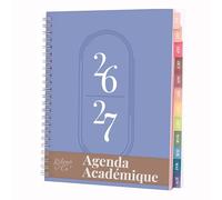 Rileys Agenda 2026 2027, Agenda Scolaire & Professionnel, Planificateur Journalier, Hebdo & Mensuel, Carnet, Reliure Double Spirale, Juil 2026-Juin 2027 (20 x 15 cm, Bleu, en français)