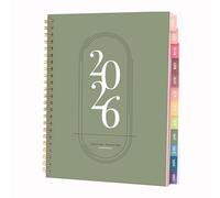 Rileys Agenda Journalier 2026, Planner 2026 Scolaire et Familial, Semainier et Planificateur Hebdomadaire Mensuel, Agenda Professionnel à Spirale pour Fille et L’Étudiant (Vert, 20 x 15 cm, UK)