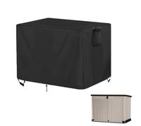 Rilime Housse de coffre de terrasse 420D pour Keter 148 x 84 x 125 cm | Housse de rangement rectangulaire, grille d'aération, sangle à fermeture à clic, boucle, cordon de serrage réglable, poignée