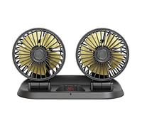 Riloer Ventilateur électrique de voiture 12 V/24 V, Mini voiture portable Dual Head Summer Air Air, 3 vitesses réglables à 360°, alimenté par allume-cigare