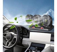 Riloer Ventilateur électrique de voiture 5 V ventilateur de refroidissement portable pour voiture, ventilateur d'été à trois têtes, ventilateur de circulation d'air à rotation à 360°