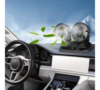 Riloer Ventilateur rotatif de voiture 5 V/12 V/24 V, Mini voiture portable Dual Head Summer Air Air, réglable à 360° avec port USB/allume-cigare