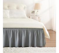 RIMELA Tour de lit double élastique facile à installer - Polyester brossé doux - Hauteur 38 cm - Gris (135 x 190 cm)