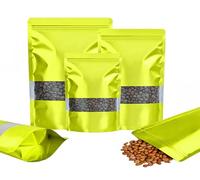 Rimiko 100 Pcs Sachets Alimentaires Debout avec Fenêtre Transparente, Sachet Zip Refermable Aluminium Stand up, Sac Pochette Mylar pour Conservation des Aliments (Vert,15x22cm)