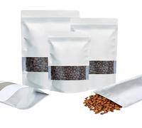 Rimiko 100 Pcs Sachets Alimentaires Debout avec Fenêtre Transparente, Sachet Zip Refermable Aluminium Stand up, Sac Pochette Mylar pour Conservation des Aliments (Blanc,15x22cm)
