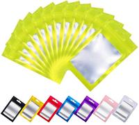 Rimiko 100 Pcs Sachets Zip Aluminium avec Fenêtre, Pochon Zip Hermétique avec Trou de Suspension, Sac Mylar Refermable Transparent pour Emballage et Stockage des Aliments, Objets (Vert, 12x20 cm)