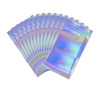 Rimiko 50 Pcs Sachet Holographique Refermable, Sac Mylar Alimentaire, Sachet Zip Aluminium, Sac Pochette Plastique Hermetique pour Emballage Echantillon et Stockage des Aliments (7x10cm)