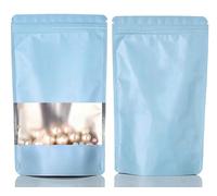 Rimiko 50 Pcs Sachets Alimentaires Debout avec Fenêtre Transparente, Sachet Zip Refermable Aluminium Stand up, Sac Pochette Mylar pour Conservation des Aliments (Bleu Ciel,16x24cm)