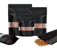 Rimiko 50 Pcs Sachets Alimentaires Debout avec Fenêtre Transparente, Sachet Zip Refermable Aluminium Stand up, Sac Pochette Mylar pour Conservation des Aliments (Noir,15x22 cm)