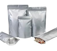 Rimiko 50 Pcs Sachets Aluminium Pur Alimentaire Debout, Sachets Zip Refermables et Thermoscellables, Pochette Hermétique Opaque pour Conservation des Aliments, Bonbon, Grains de Café (Argenté,12x20cm)