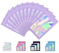 Rimiko 50 Pcs Sachets Refermable Zip Mylar, Sachet Hermétique Aluminium, Sachets Plastiques Zip, Pochon Zip Holographique pour Stockage Aliments et Emballage (Violet et Holographique,7x10cm)