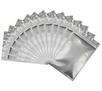 Rimiko 50 Pcs Sachets Zip Aluminium Pur Refermables et Thermoscellables, Pochons Zip Alimentaires Opaques, Pochettes Mylar Hermétiques pour Conservation des Aliments et Objets (Argenté,16x24cm)