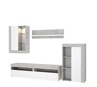 Rimobel Tokyo Salon TV modulaire, Panneau de Particules, Blanc, Cemento/Blanco
