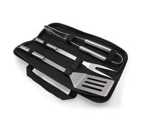 Rin & Rut Set de 3 couverts de barbecue en acier inoxydable avec pince, fourchette et spatule | Sac de transport | Couverts de barbecue robustes pour barbecue, jardin et extérieur