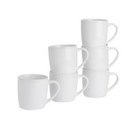 Rink Drink Argon Tableware Lot de 6 Tasses à café colorées - Blanc - 350 ML - Lot de 6 Tasses à thé en grès cérame Brillant, Tasses à Latte, Cappuccino, Ensemble de Tasses colorées