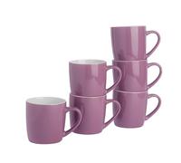 Rink Drink Argon Tableware Lot de 6 Tasses à café colorées - Violet - 350 ML - Lot de 6 Tasses à thé en grès cérame Brillant, Tasses à Latte, Cappuccino, Ensemble de Tasses colorées