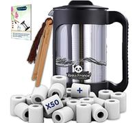 RINKO FRANCE |Carafe d'Eau 1,5 L avec 50 Perles de Céramique EM 100% Purification Naturelle de l'eau Potable| Billes Argile Filtrante Anti Calcaire, Chlore avec Pince en Bambou et E-Book offert