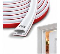 rinridmo Joint de Porte et Fenêtre Autocollant en Silicone, 6 m, Blanc | Joint Porte Entrée D-Profil, Espaces de 2,5 à 5,5 mm, Forte Adhérence, Découpable, Isolant Froid, Phonique et Poussière